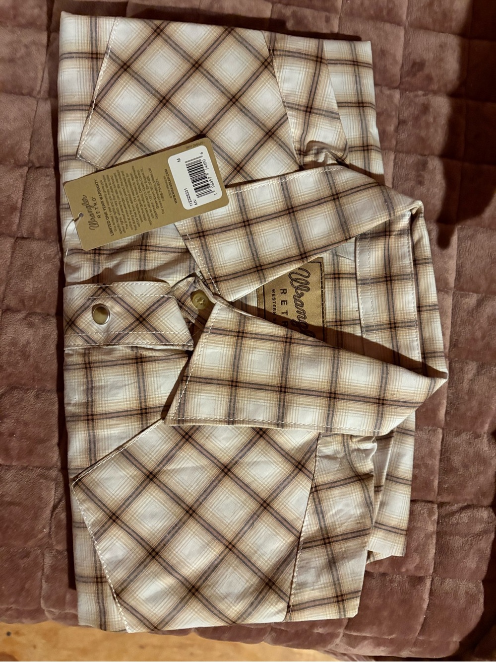 Wrangler Men’s Plaid Corduroy Pants — Cream Brown